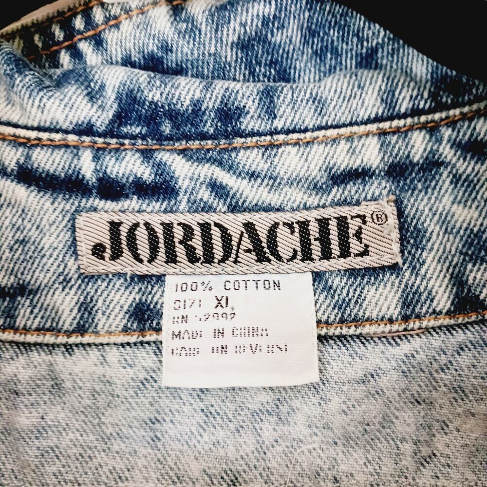 Vest Women Button-Up Jordache Demin Lace Ribbon Jewel Trim Pocket Custom Size XL - Picture 11 of 14